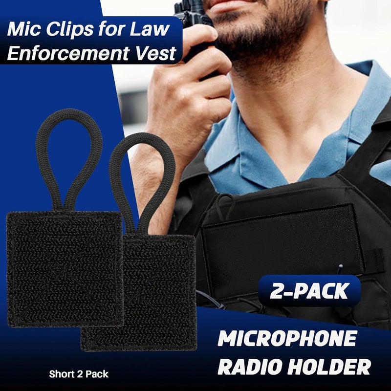 Terixe 4 Pack Mic Clips for Law Enforcement, Black Radio Mic Holders, Mic Clips for Law Enforcement Vest, Essential Law Enforcement Accessories (2 Long and 2 Short) - Image 2